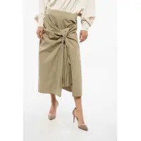 Fuste lungi Popeline Midi Skirt With Front Draping Femei