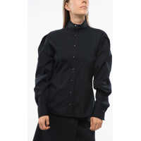 Camasi casual Popelin Cotton Mandarin Shirt With Rhinestone Femei