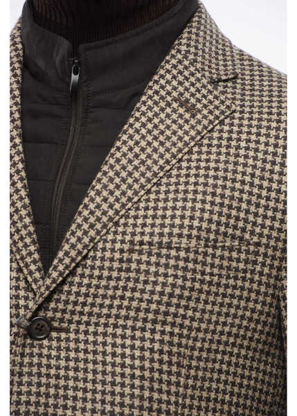 Sacouri CORNELIANI Houndstooth Patterned Blazer With Removable Padding Brown Barbati (BM 18774370) 3