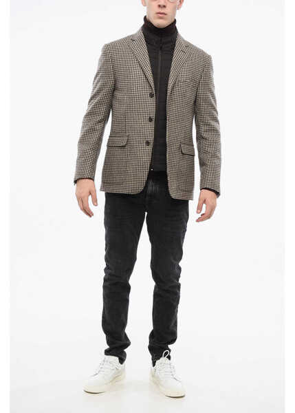 Sacouri CORNELIANI Houndstooth Patterned Blazer With Removable Padding Brown Barbati (BM 18774370) 4
