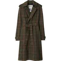 Paltoane Vintage Effect Checked Trench Coat With Belt Barbati