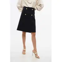 Fuste scurte Wool Wrap Skirt With Golden-Effect Buttons Femei