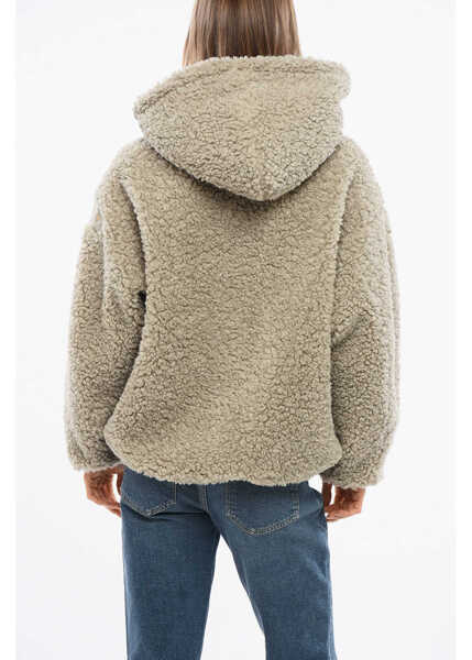 Jachete TATRAS Faux Fur Ipama Jacket With Hood And Golden Effect Details Beige Femei (BM 18774499) 2