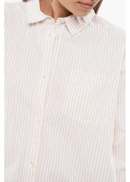 Camasi casual SKALL STUDIO Awning Striped May Shirt With Breasted Pocket Beige Femei (BM 18774508) 3