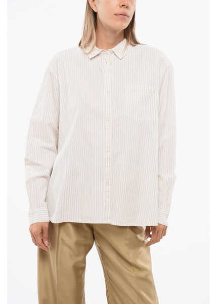 Camasi casual SKALL STUDIO Awning Striped May Shirt With Breasted Pocket Beige Femei (BM 18774508) 1