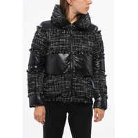Geci de iarna Nylon And Tweed Down Jacket With Front Zip Femei