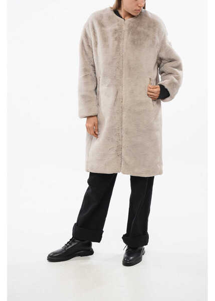 Jachete TATRAS Faux Fur Tamil Jacket With Golden Effect Zip Beige Femei (BM 18774565) 4