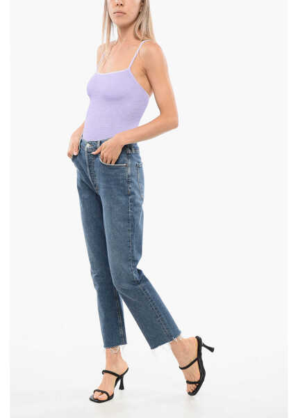 Blugi drepti AGOLDE Frayed Hem High Waist Jeans 17Cm Blue Femei (BM 18774577) 4