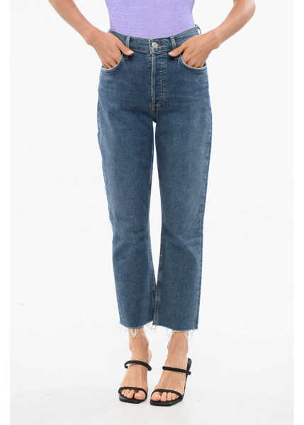 Blugi drepti AGOLDE Frayed Hem High Waist Jeans 17Cm Blue Femei (BM 18774577) 1