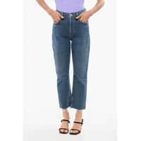 Blugi drepti Frayed Hem High Waist Jeans 17Cm Femei