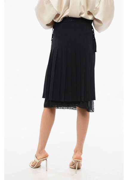 Fuste scurte N21 Pleated Skirt With Lace Detail Blue Femei (BM 18774583) 2