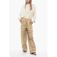 Pantaloni office Dama - Pantaloni office Prada High-Waist Cotton Pants Beige Femei (BM 18774589) - B-mall.ro