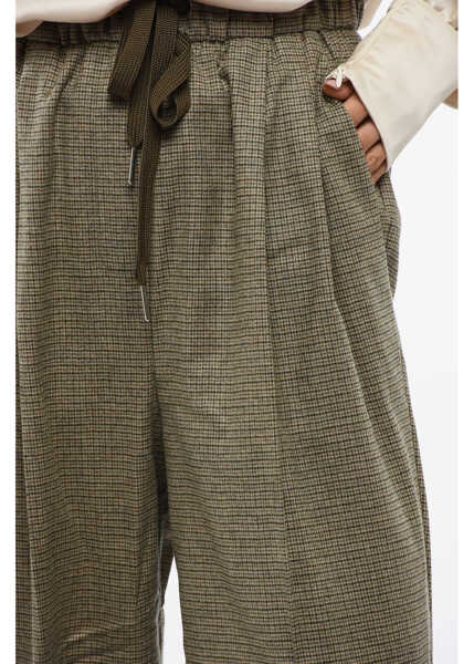 Pantaloni casual Pinko Checked Single Pleat Rivista Pants With Drawstring Waist Green Femei (BM 18774670) 3
