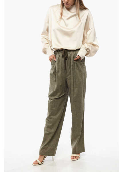 Pantaloni casual Pinko Checked Single Pleat Rivista Pants With Drawstring Waist Green Femei (BM 18774670) 4