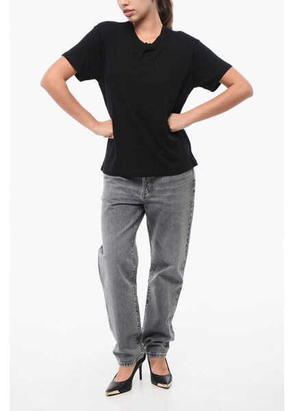 Tricouri Eterne Solid Color Crew-Neck T-Shirt Black Femei (BM 18774682) 4