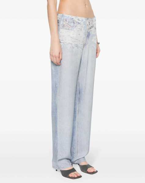 Pantaloni casual Diesel Viscose P-Spray Pants With Denim Effect Light Blue Femei (BM 18774697) 3