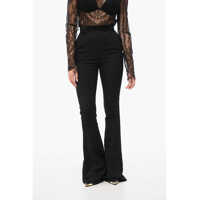 Pantaloni office High-Waisted Bootcut Pants With Satin Side Bands Femei