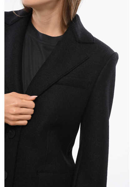 Paltoane Harris Wharf London Virgin Wool Coat With Flap Pockets And Split Black Femei (BM 18774715) 3