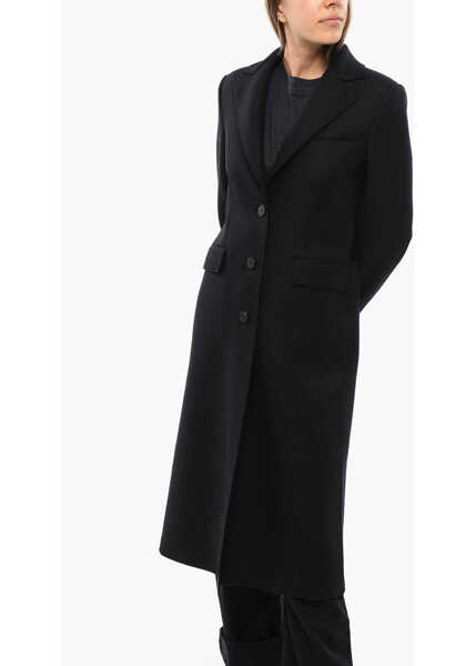 Paltoane Harris Wharf London Virgin Wool Coat With Flap Pockets And Split Black Femei (BM 18774715) 1