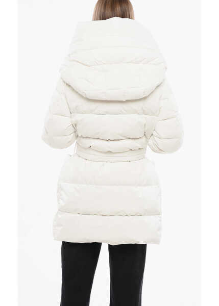 Geci de iarna Moorer Belted Osiride Down Jacket With Maxi Hood White Femei (BM 18774724) 2