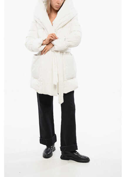 Geci de iarna Moorer Belted Osiride Down Jacket With Maxi Hood White Femei (BM 18774724) 4