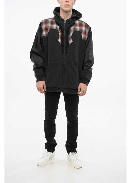 Bluze de trening Maison Margiela Mm0 Cotton And Wool Sweatshirt With Checked Details Black Barbati (BM 18774751) 4