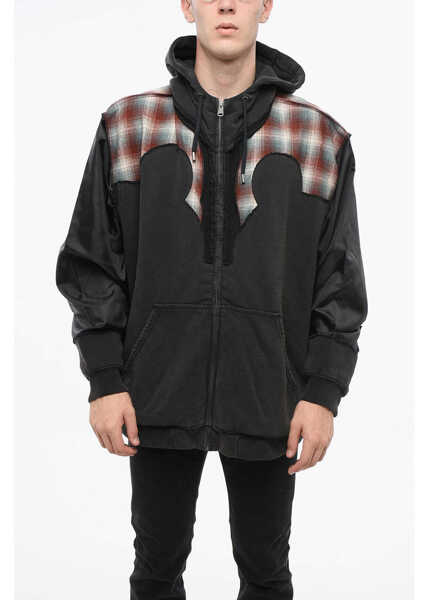 Bluze de trening Maison Margiela Mm0 Cotton And Wool Sweatshirt With Checked Details Black Barbati (BM 18774751) 1