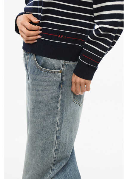 Pulovere A.P.C. Striped Merinos Wool Billie Crew-Neck Sweater Blue Femei (BM 18774757) 3