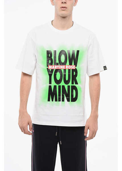 Tricouri MARTINE ROSE Cotton Crew-Neck T-Shirt With Maxi Print White Barbati (BM 18774763) 1