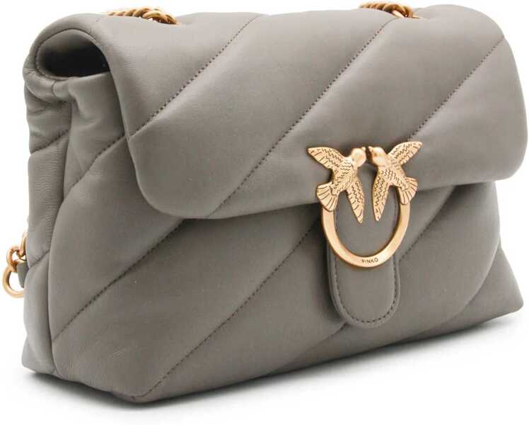 Genti de umar Pinko Love Classic leather Shoulder Bag GRIGIO ASFALTO 1 - ANTIQUE GOLD Femei (BM 18774889) 2