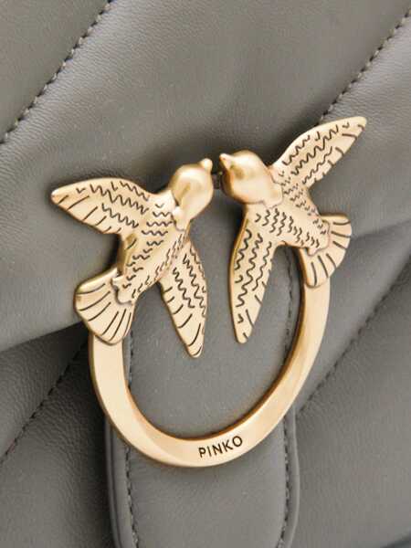 Genti de umar Pinko Love Classic leather Shoulder Bag GRIGIO ASFALTO 1 - ANTIQUE GOLD Femei (BM 18774889) 4