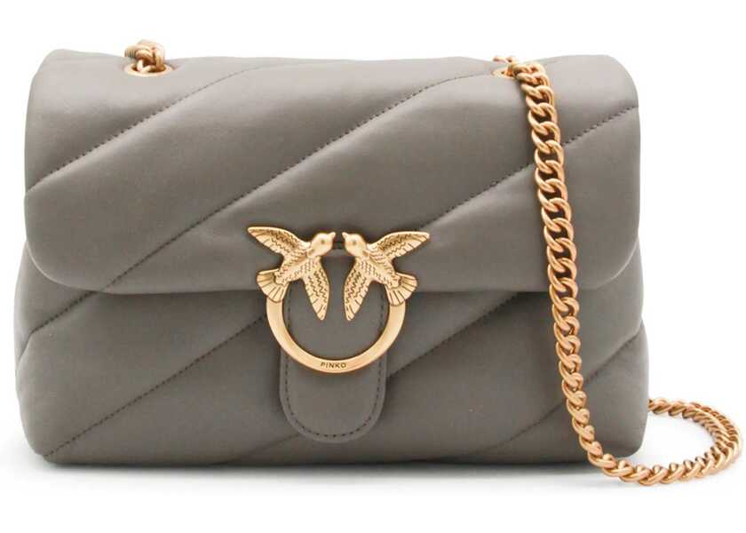 Genti de umar Pinko Love Classic leather Shoulder Bag GRIGIO ASFALTO 1 - ANTIQUE GOLD Femei (BM 18774889) 1