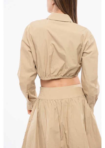 Bluze Self-Portrait Jewels Cotton Cropped Blouse Beige Femei (BM 18774979) 2