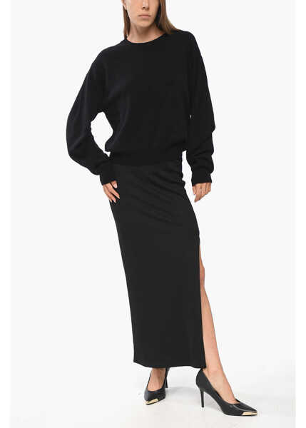 Pulovere MRZ Solid Color Virgin Wool And Cashmere Crew-Neck Sweater Black Femei (BM 18774988) 2