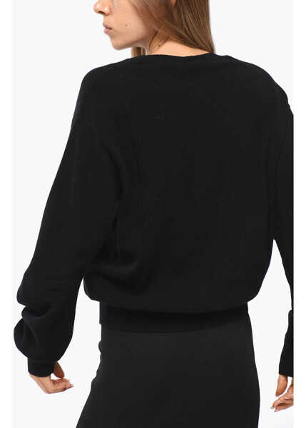 Pulovere MRZ Solid Color Virgin Wool And Cashmere Crew-Neck Sweater Black Femei (BM 18774988) 4