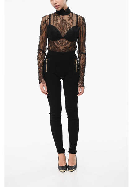 Colanti Balmain Knitted Leggings With Zip Detail Black Femei (BM 18775024) 4
