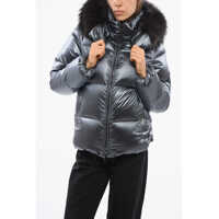 Geci de iarna Lamè Nylon Melita Down Jacket With Fur Hood Femei