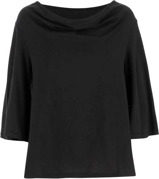 Bluze BY MALENE BIRGER 3/4Sleeved Lightweight Cotton Cowl-Neck Bryar Blouse Black Femei (BM 18775327) 1