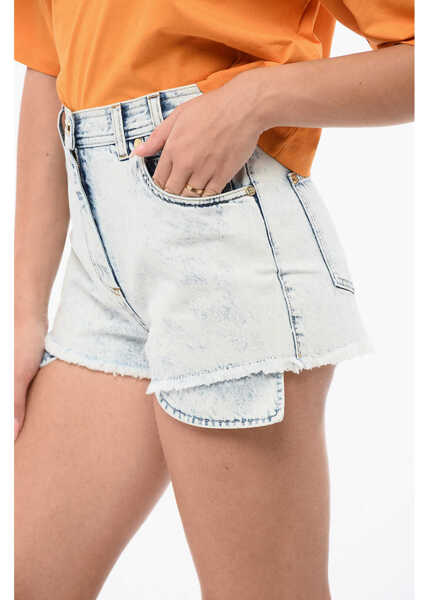 Pantaloni scurti Balmain High-Waisted Light Wash Denim Shorts Light Blue Femei (BM 18775333) 3