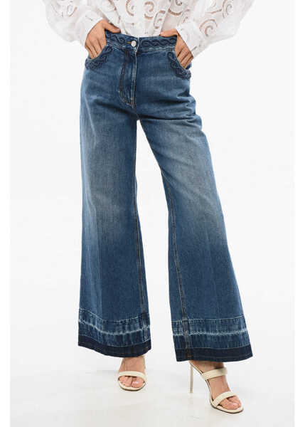 Blugi drepti Valentino Garavani Regular Fit Jeans With Braided Beads Embroidery Blue Femei (BM 18775498) 1