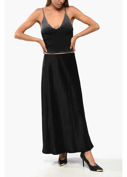 Fuste lungi BY MALENE BIRGER Satin Boshan Midi Skirt With Elastic Waistband Black Femei (BM 18775537) 2