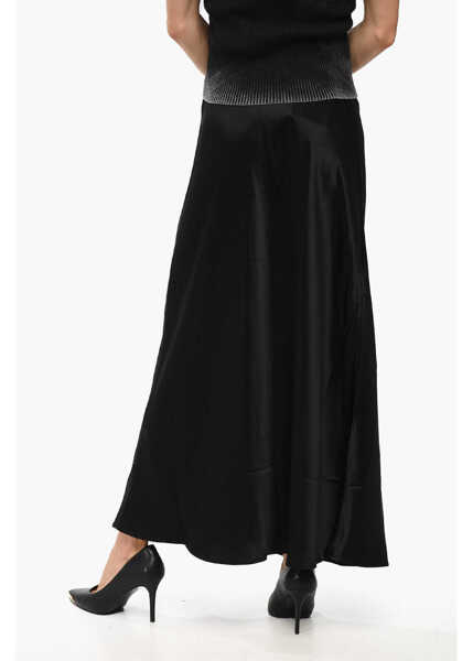 Fuste lungi BY MALENE BIRGER Satin Boshan Midi Skirt With Elastic Waistband Black Femei (BM 18775537) 3
