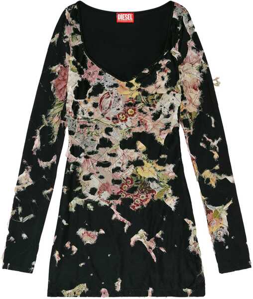 Rochii scurte Diesel Long Sleeved D-Floci Sheath Dress With Floral Details Multicolor Femei (BM 18775540) 1