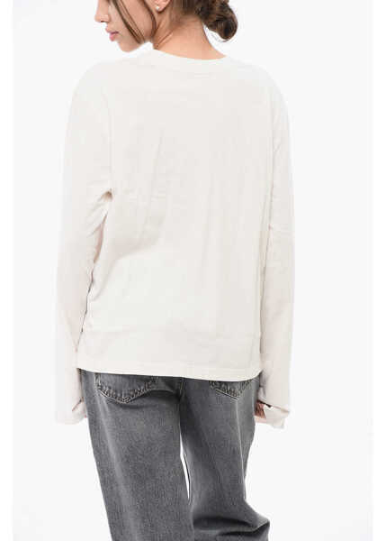 Tricouri AGOLDE Long Sleeved Runa Crew-Neck T-Shirt White Femei (BM 18775555) 2