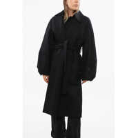 Paltoane Virgin Wool Maxi Coat With Puff Sleeve Femei