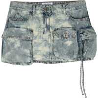 Fuste scurte Bleached Effect Denim Miniskirt With Multipockets Femei