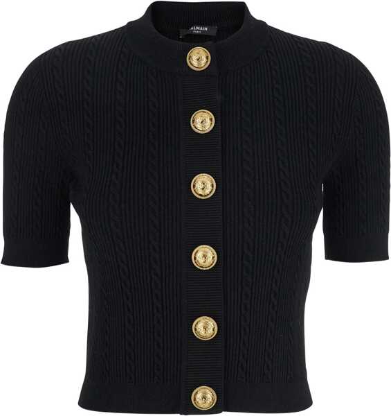 Cardigane Balmain Knitted Cardigan BLACK Femei (BM 18775780) 1
