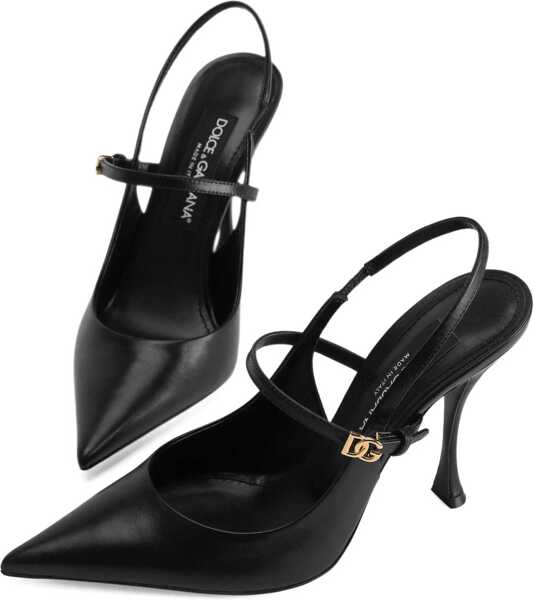 Pantofi cu toc Dolce & Gabbana Leather Slingback Pumps BLACK Femei (BM 18776182) 4