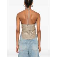 Rochii Diesel Dama - Rochii Diesel Diesel Diesel Beige Satin Top With Logo GOLD Femei (BM 18778119) - B-mall.ro