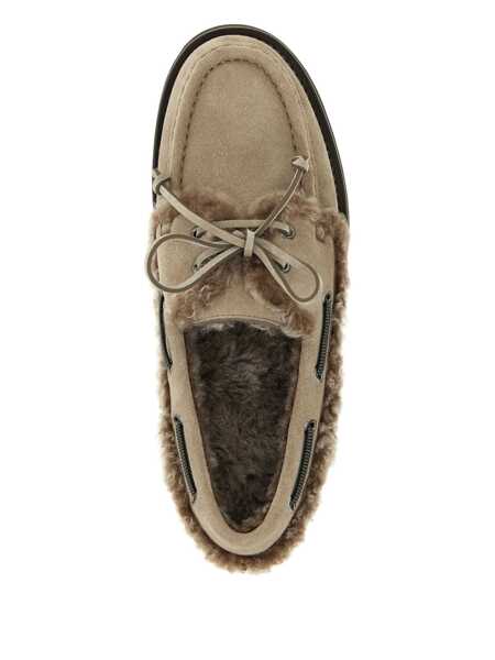 Mocasini Brunello Cucinelli Brunello Cucinelli Precious Insert Boat Shoe GRAY Femei (BM 18780045) 4